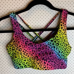 Zyia Rainbow Leopard Strappy Light n Tight Bra